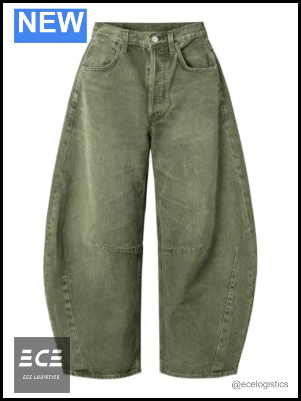 Barrel Boyfriend Jeans Cotton Mid Rise Wide Leg Denim Pants